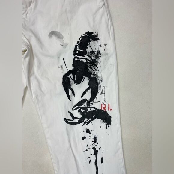 Polo Ralph Lauren Lobster Art Print Chino Pants Men 34 x 32 White - Picture 2 of 8